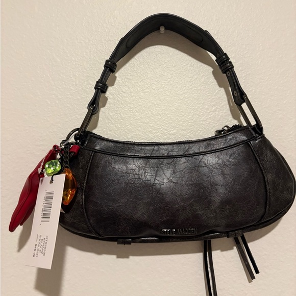 Steve Madden Charcoal Shoulder Bag with Red Charm - Picture 1 of 6